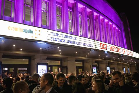 The Eventim Apollo marquee on the night: Filip Perkon & Synergy University present DDT — History of Sound